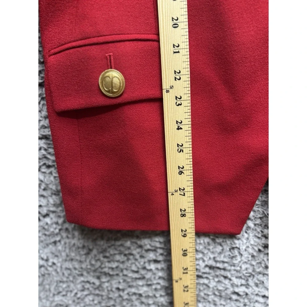 Vintage Christian Dior Red Double Breasted Blazer‎ Jacket Gold Logo Buttons